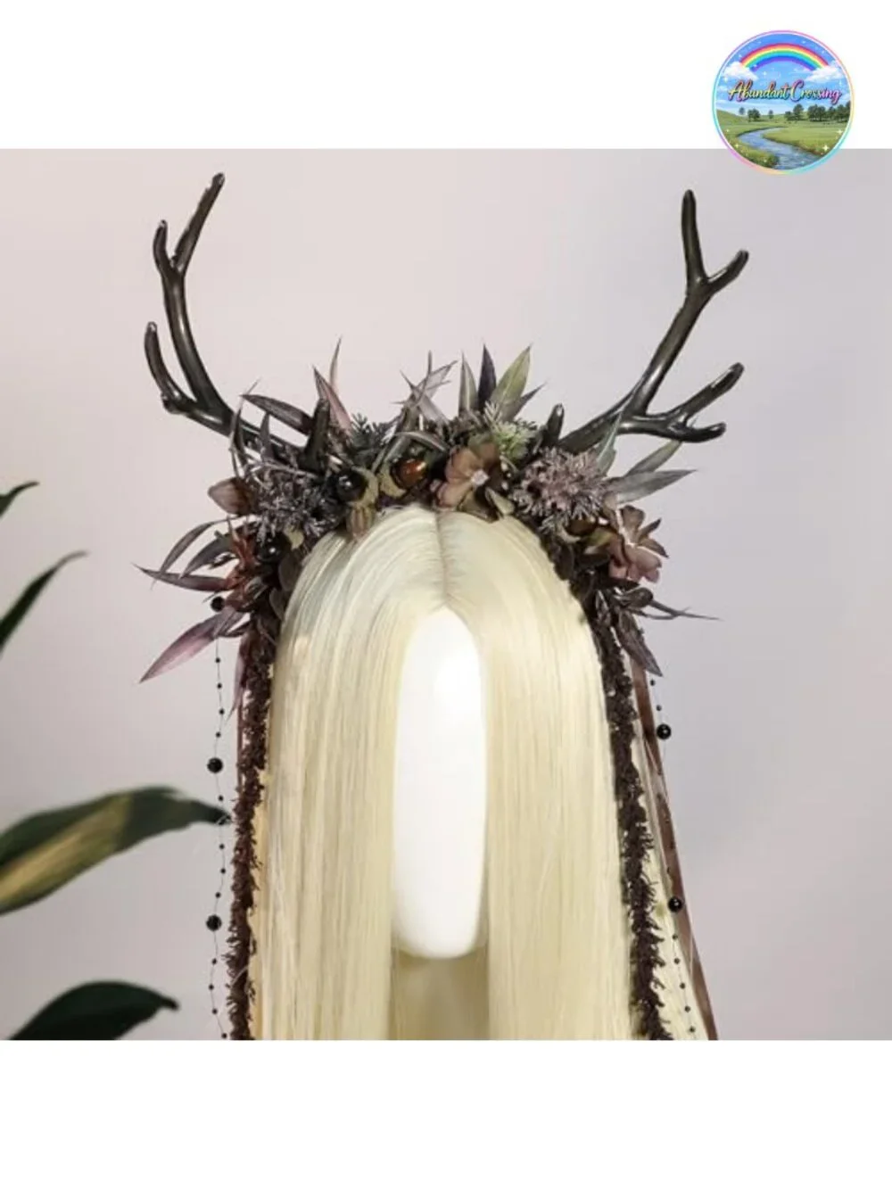 Flower Reindeer Headband Women Floral Antler Headpiece Woodland Fairy Cosplay